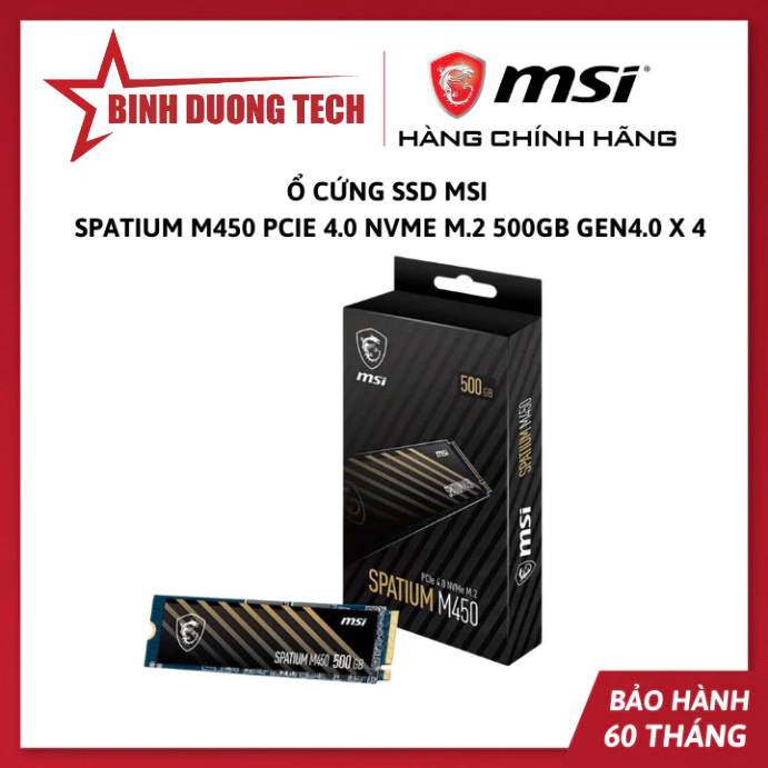 Ổ cứng SSD MSI SPATIUM M450 V1 PCIE 4.0 NVME M.2 500GB / M450 V1 1TB GEN4.0 X 4 - Hàng Chính Hãng