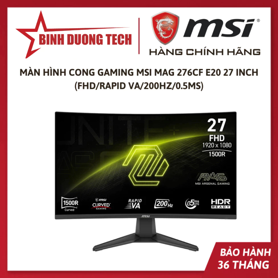 Màn hình cong gaming MSI MAG 276CF E20 27 Inch (FHD/Rapid VA/200Hz/0.5ms) / 275CF X24 27 Inch (FHD/R
