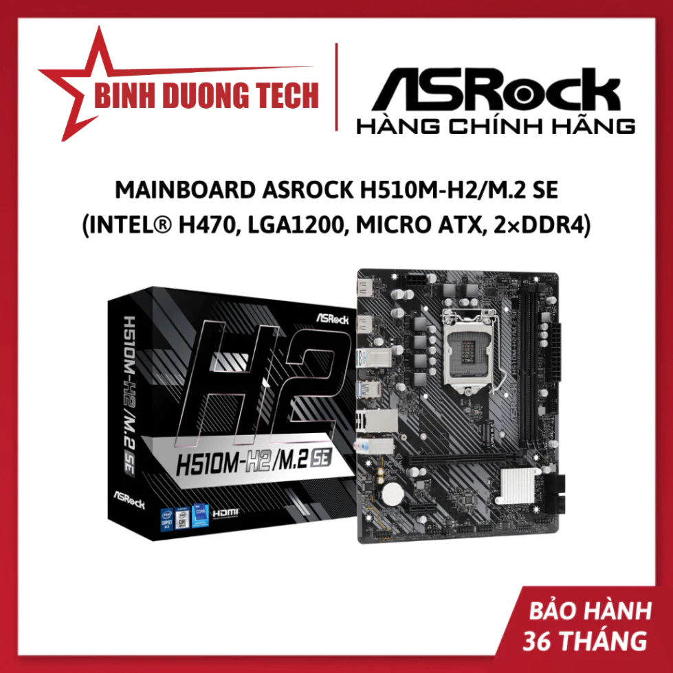 Mainboard Asrock H510M-H2/M.2 SE - Intel® H470, LGA1200, Micro ATX, 2×DDR4 - Hàng chính hãng