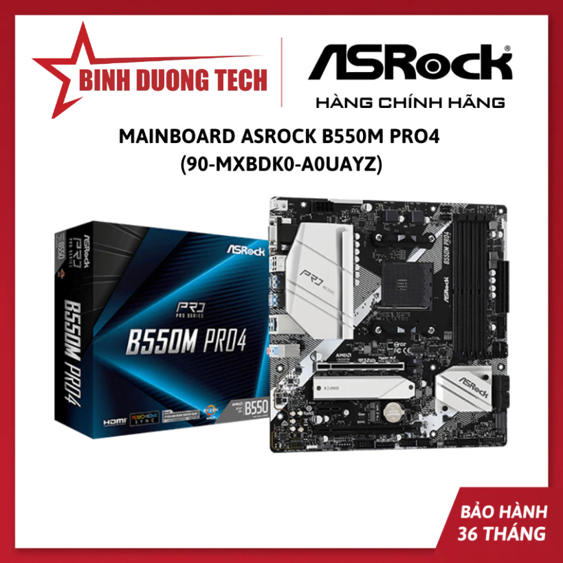 Mainboard Asrock B550M Pro4 (AMD B550, SOCKET AM4, M-ATX, 4 KHE RAM DDR4) - Hàng Chính Hãng