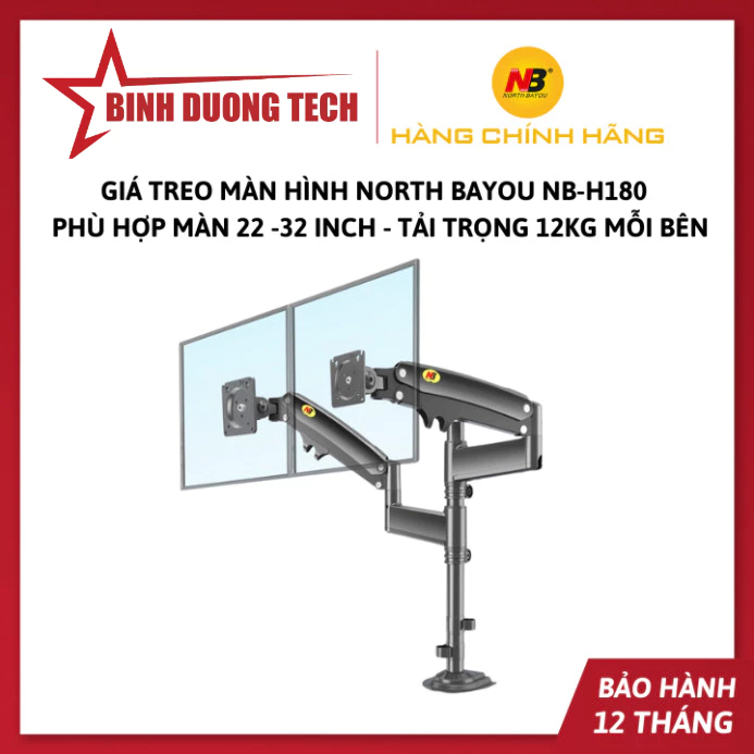 Giá treo màn hình North Bayou NB-H180 - Phù hợp màn 17 -27 inch - Tải trọng 12Kg mỗi bên - Hàng Chín