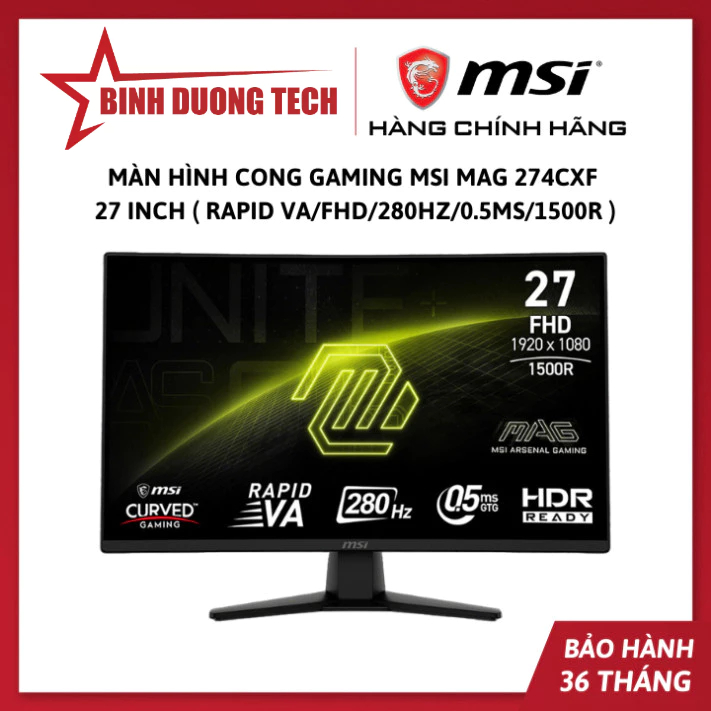 Màn Hình Cong Gaming MSI MAG 274CXF 27 inch ( Rapid VA/FHD/280Hz/0.5ms/1500R ) / MSI 276CXF - Hàng C