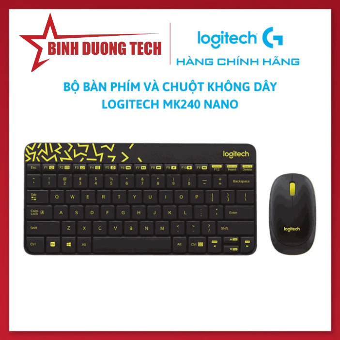 [KHO HN - HCM] Bộ Bàn Phím Và Chuột Không Dây Logitech MK240 Nano - Hàng Chính Hãng