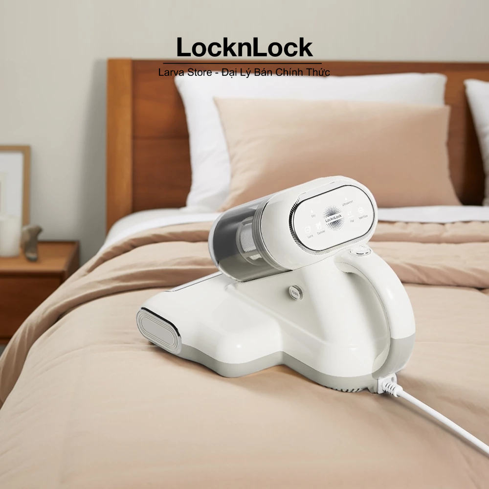 Máy hút bụi giường nệm LocknLock 300W lực hút 13000 PA, khử trùng tia UV ENV818IVY - LARVA STORE