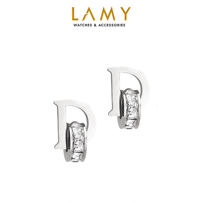 Khuyên tai nữ LAMY D-shaped Earrings Silver 3019
