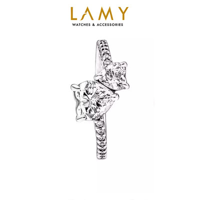 Nhẫn nữ LAMY Double Heart Silver Ring 8074 - Nhẫn bạc S925 cao cấp