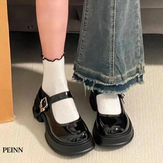 [[Peinn] Giày bup bê nữ lolita đế cao 5cm chât da bóng đế pu siêu nhẹ mã 312