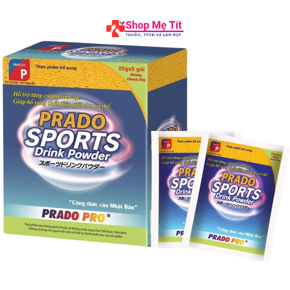 PRADO PRO Bột Bù Điện Giải PRADO SPORTS DRINK POWDER Hương Chanh Dây Hộp 5 Gói x 25g