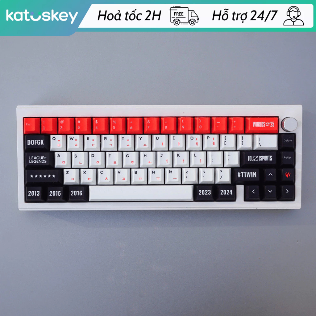 Keycap T1 Vô địch CKTG 2025 PBT Cherry Profile, Keycap Giá Rẻ cho Rapid Trigger, Fullsize/TKL