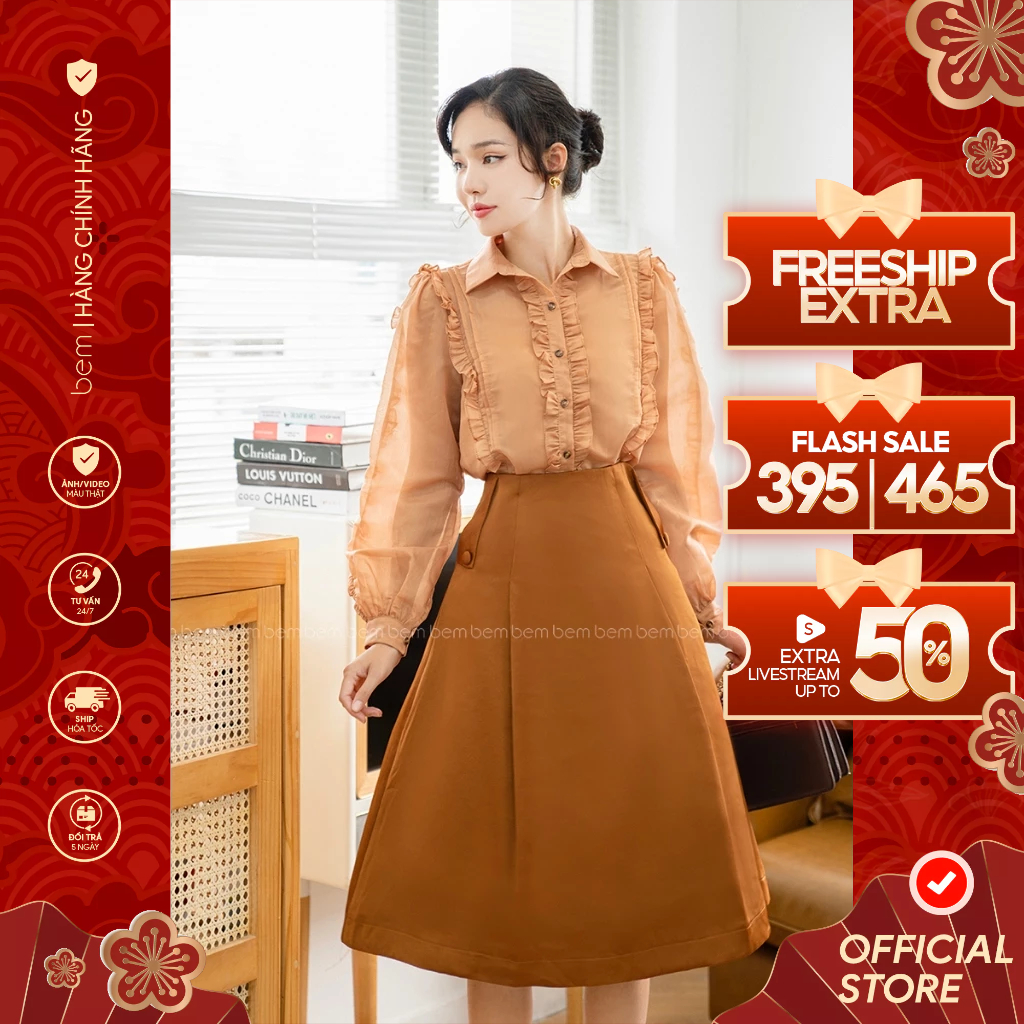 ÁO Sơmi Phối Ren Màu Nâu Sang Trọng BEM STUDIO ( T06 & SK04 ) 👔  𝗕𝗲𝗮𝘂 𝗲𝘁 𝗯𝘂𝗿𝗲𝗮𝘂 | với BEM đẹp là mọi