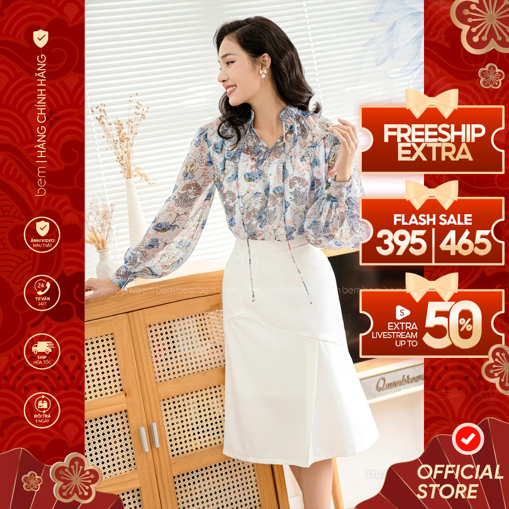 ÁO SƠMI Họa Tiết Hoa Nhí Form Phồng BEM STUDIO (T10 & SK03) | 👔  𝗕𝗲𝗮𝘂 𝗲𝘁 𝗯𝘂𝗿𝗲𝗮𝘂 | với BEM đẹp là mọi