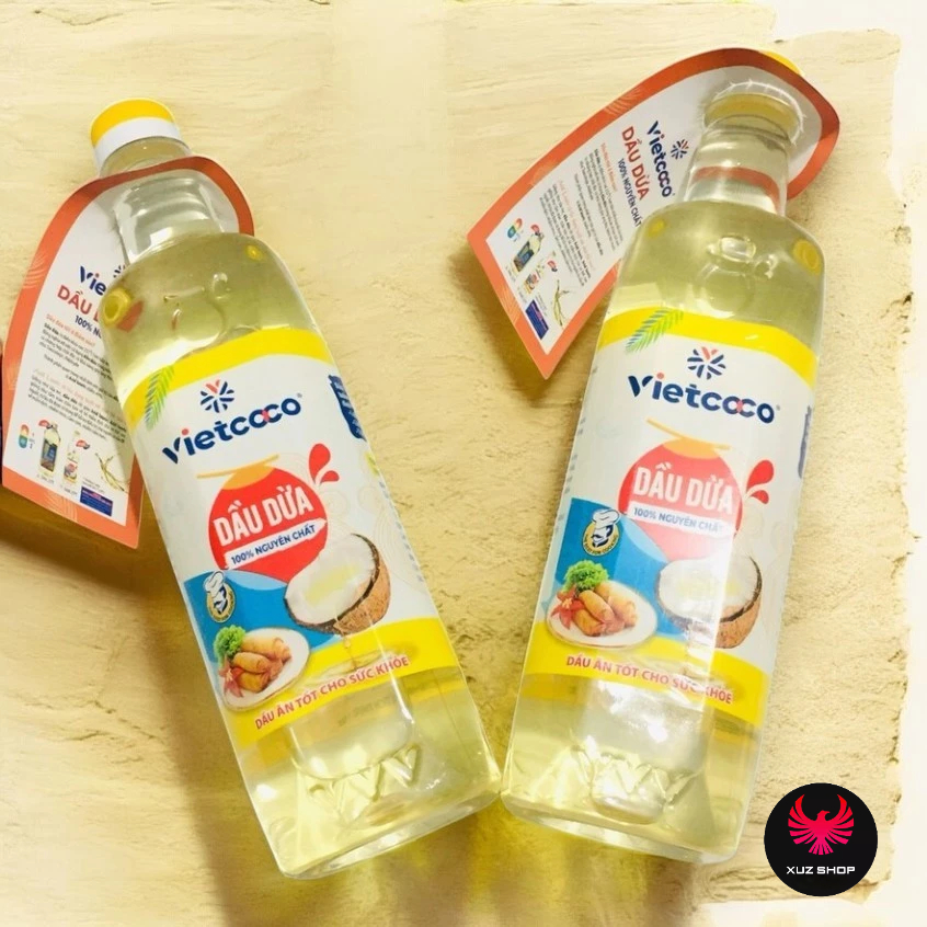 COMBO 2 CHAI Dầu dừa NẤU ĂN 1L Vietcoco dầu dừa nguyên chất- An Toàn Cho Sức Khỏe