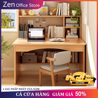  ZEN Bàn học liền giá sách tủ sách gia đình bàn viết và làm việc bằng gỗ hiện đại đa năng 