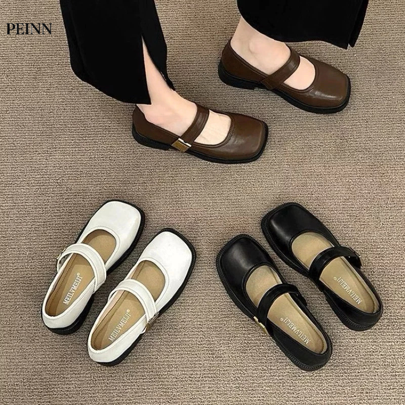 [Peinn] Giày búp bê lolita nữ hót hít chất da mềm phối chữ siêu xinh mã 340