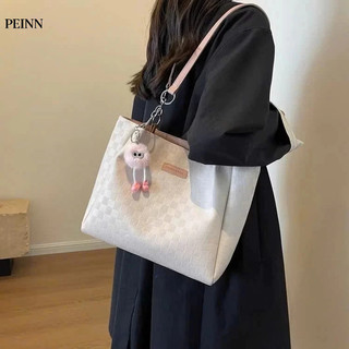   Peinn    tặng charm   Túi tote đeo vai đi học đi chơi chất da mềm kẻ ô xinh xắn QV3051 MỚI 