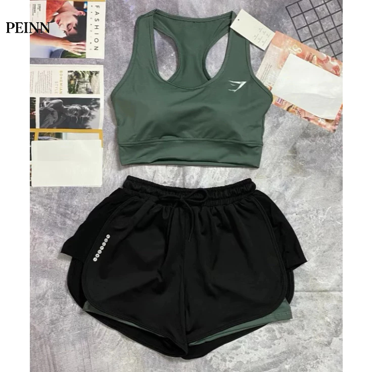 [PEINN] Bộ Bra Tập Gym Yoga Earobic Kết Hợp Quần Đùi 2 Lớp Cho Nữ - Đồ Tập Gym Yoga Erobic Chạy Bộ Nữ (Ng04)