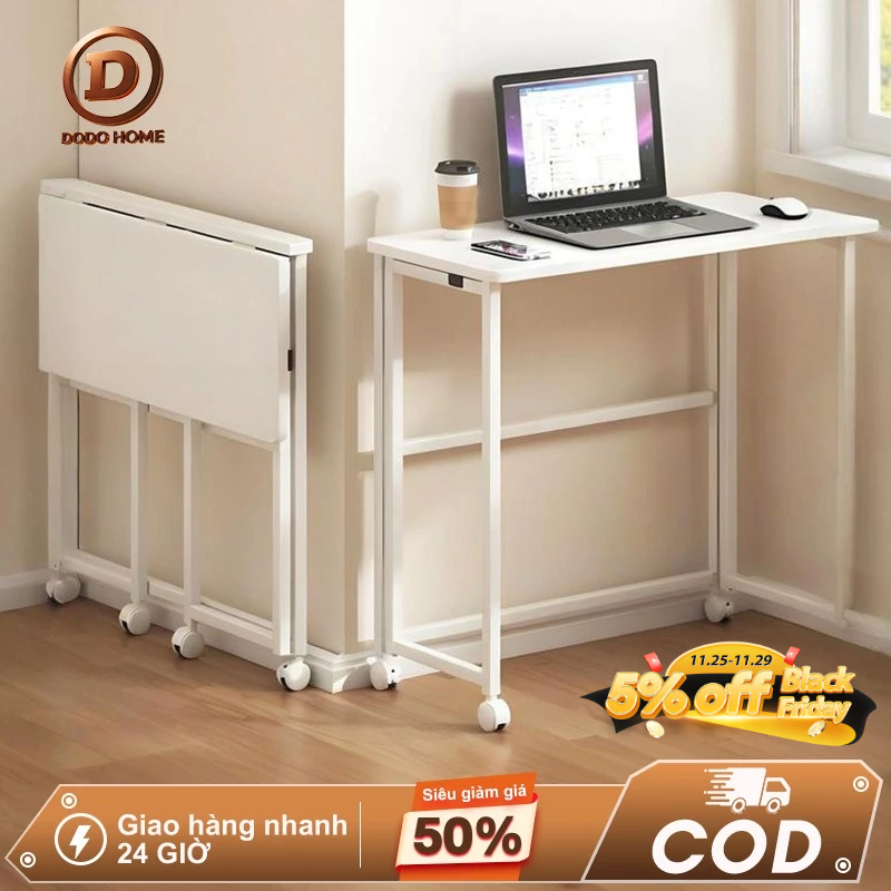 DODO Bàn học di động gấp gọn đa năng có bánh xe dễ dàng di chuyển tiết kiệm không gian