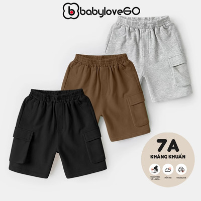 Quần short bé trai BabyloveGO quần đùi sooc túi hộp cạp chun co giãn thoải mái cho bé QT004
