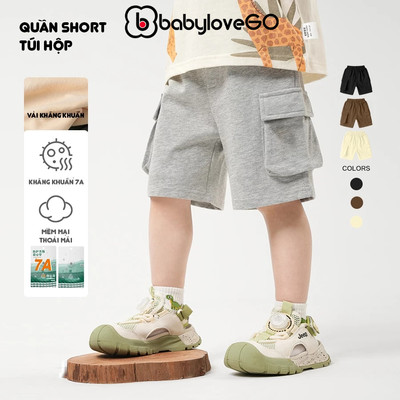Quần đùi bé trai BabyloveGO quần short túi hộp cạp chun co giãn thoải mái cho bé QT004