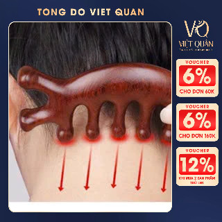 Lược Massage Da Đầu, Lưu Thông Máu Gỗ Đàn Hương, Lược Cá Heo