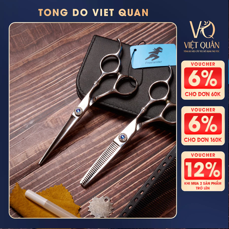 Bộ Kéo Cắt Tỉa Tóc Cao Cấp Freelander Fr05 [Tặng kèm bao da+lược+phụ kiện]