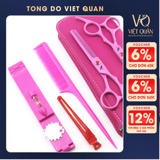  Bộ kéo cắt tóc mái cắt tóc cho gia đình cắt tóc cho bé thép Nhật tặng bao da cao cấp 