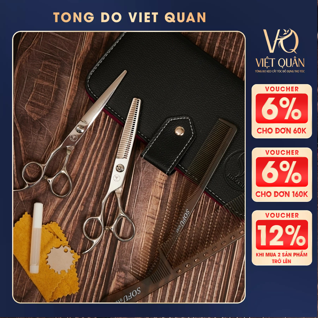 Kéo Cắt Tóc Tay Trái Nhật Hikaru Thép 440c Chuyên Nghiệp Dành Cho Anh Em-HK6