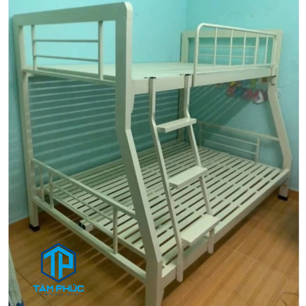 Giường 2 tầng khung hộp vuông 4-8 trên 1m2x2m dưới 1m4x2m.