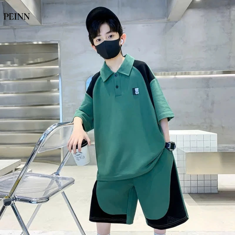[Peinn] Set bộ quần áo mùa hè bé trai 18-52kg mẫu POLO GẤU. Chất liệu co dãn, thoáng mát. H27 - EB23