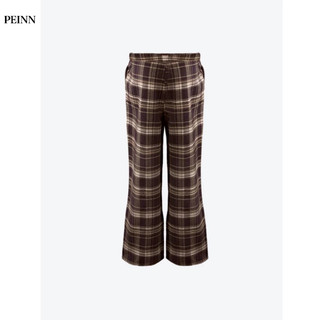   Peinn  Quần kẻ nữ ống rộng cạp chun Peinn HT35 mặc thoải mái phù hợp ở nhà và đi chơi chất thô mềm 