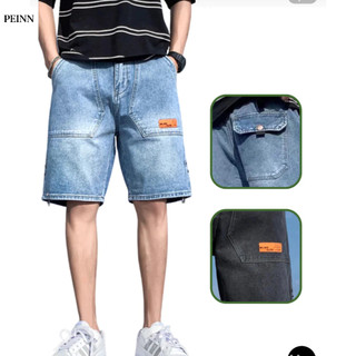   Peinn  Quần short jean nam B022 ống suông rộng phong cách hàn quốc quần đùi bò nam túi xéo 