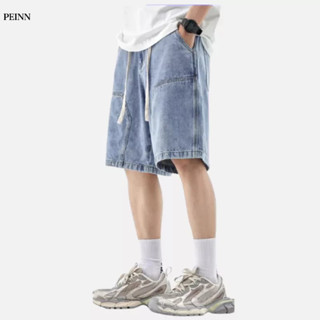   Peinn  Quần short jean nam CHERRY-B125 túi hộp lưng chun co giãn ống rộng quần đùi nam lửng 