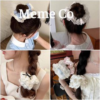  Buộc tóc scrunchies cotton phối ren Koria 