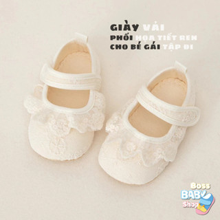 Giày Sơ Sinh Bé Gái 0-2 Tuổi Đế Siêu Mềm Êm Chống Trơn Trượt Êm Thoáng Khí Vải Ren (BC23)