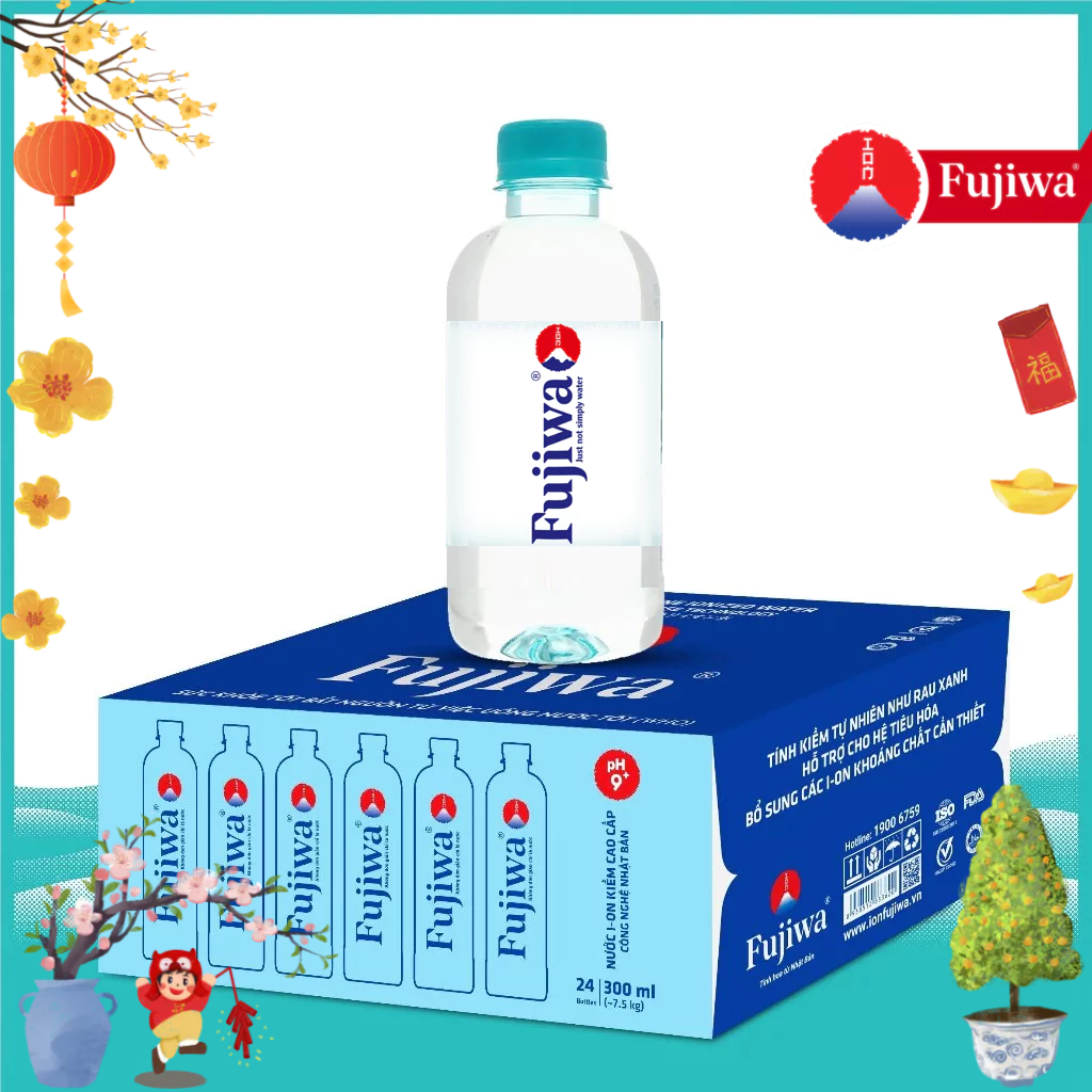 Nước Uống Ion Kiềm Fujiwa - Thùng 24 Chai 300ml