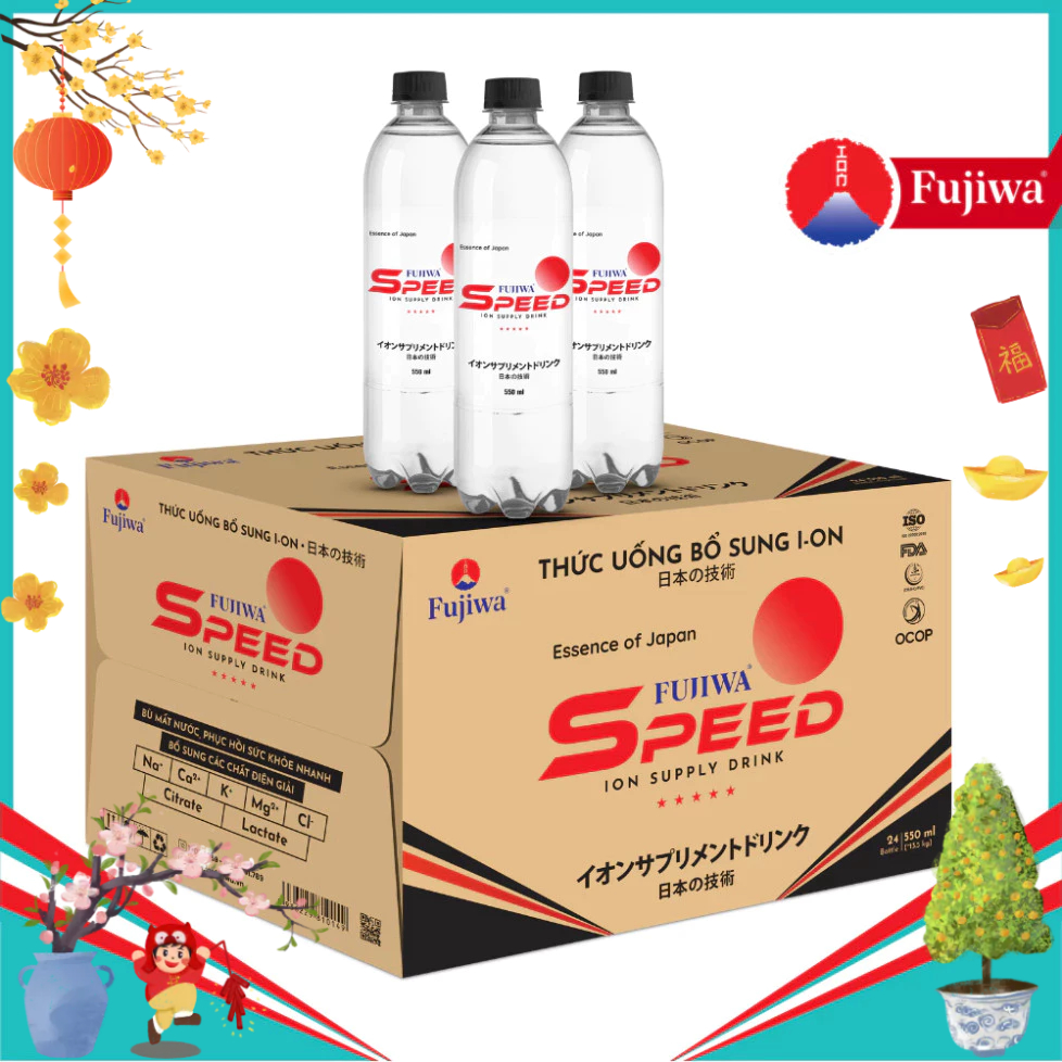 Thùng 24 Chai Fujiwa Speed 550ml - Nước uống bổ sung ion bù điện giải, bù khoáng dành cho người tập 