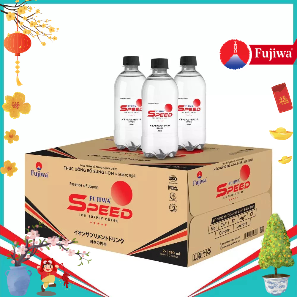 Thùng 24 Chai Fujiwa Speed 390ml - Nước uống bổ sung ion bù điện giải, bù khoáng dành cho người tập 