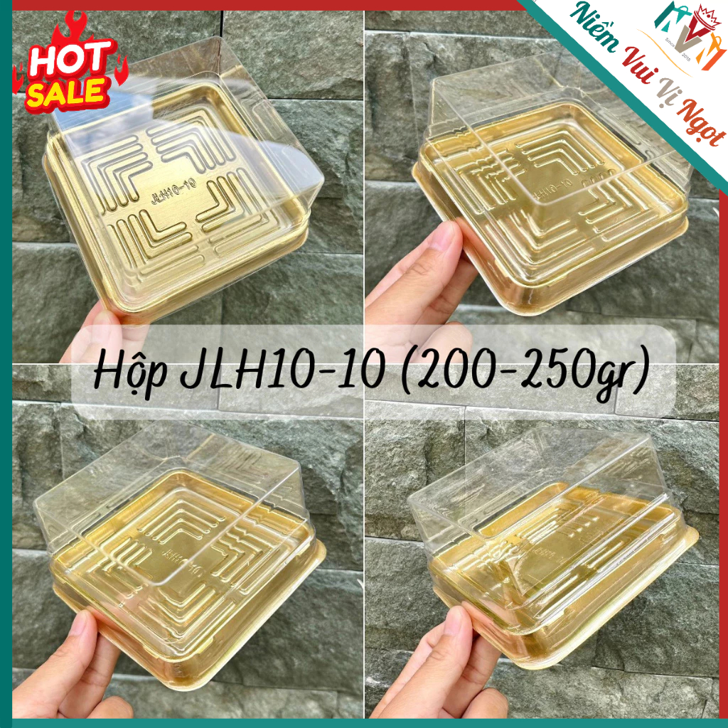 50 Hộp Nhựa Vuông Đựng Bánh Trung Thu, Rau Câu JLH10-10 ~ Vàng