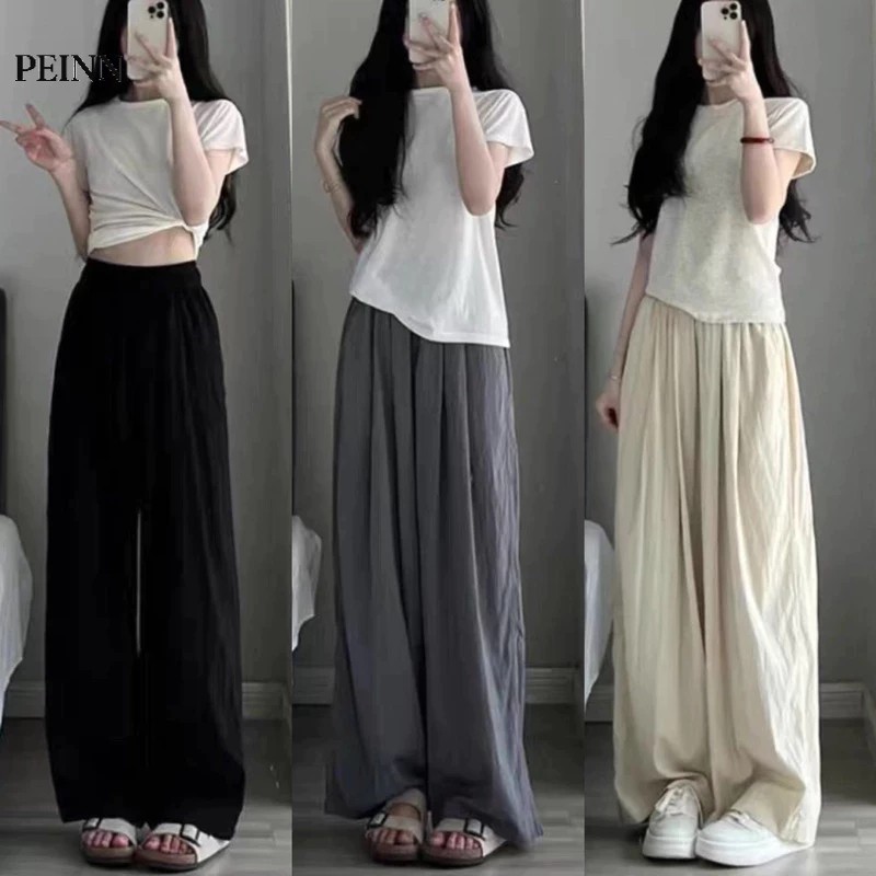 [Peinn]Quần Ống Rộng Nữ Cạp Chun Vải Đũi Mát Lên Dáng xinh M029