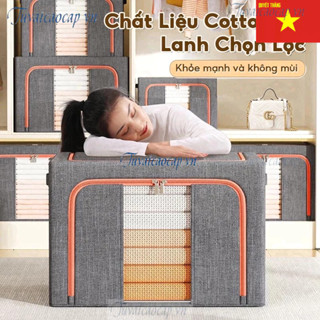 Hộp Đựng Quần Áo Hộp Vải Khung Thép Đựng Chăn Màn Khung Thép Lắp Ghép Đa Năng Tiện Lợi giỏ quần áo