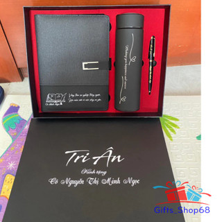  Giftset - combo Bộ quà tặng sổ da + bình giữ nhiệt và bút ký cao cấp 