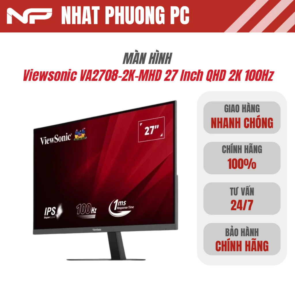 Màn Hình Máy Tính Viewsonic VA2708-2K-MHD 27 Inch QHD 2K 100Hz - Chính Hãng