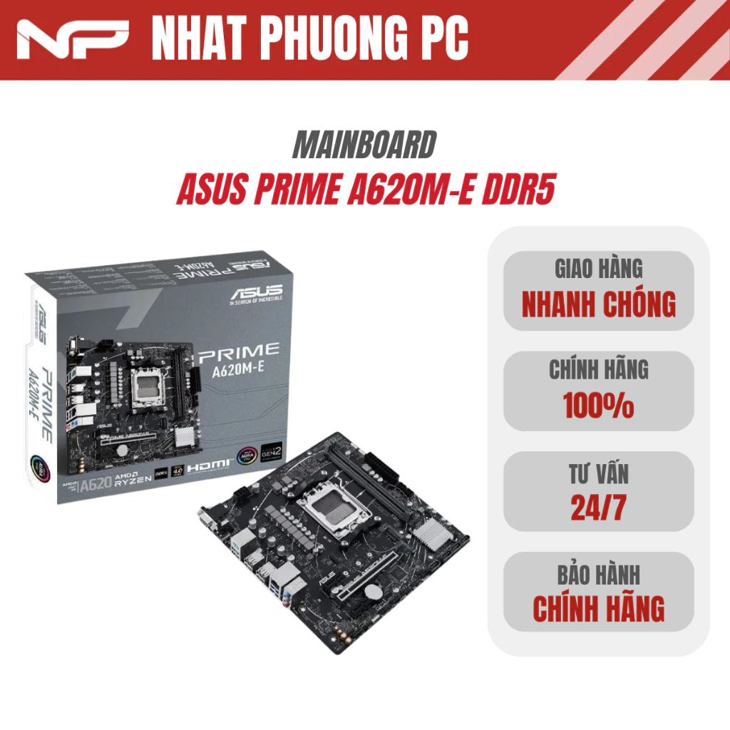 Mainboard ASUS PRIME A620M-E DDR5 Hỗ Trợ AMD Ryzen 7000/8000/9000