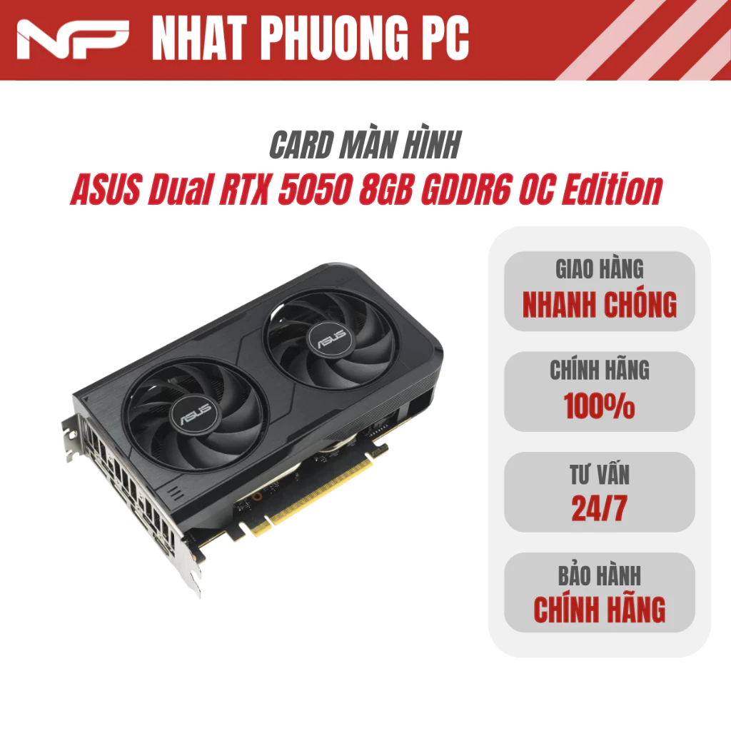 VGA ASUS Dual RTX 5050 8GB GDDR6 OC Edition (DUAL-RTX5050-O8G)