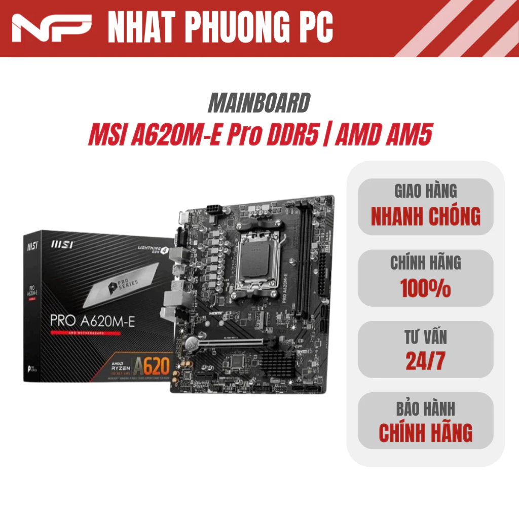 Mainboard MSI A620M-E Pro DDR5 | AMD AM5, Mới BH 36T