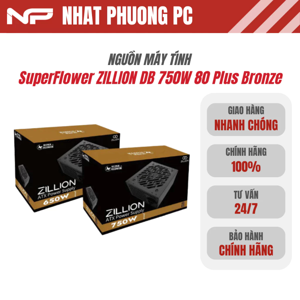 Nguồn Máy Tính SuperFlower ZILLION DB 650W / 750W 80 Plus Bronze - Hàng Chính Hãng