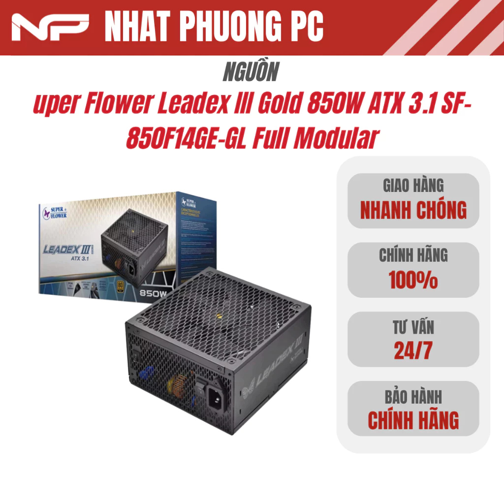 Nguồn Máy Tính Super Flower Leadex III Gold 850W ATX 3.1 SF-850F14GE-GL Full Modular - Hàng Chính Hã