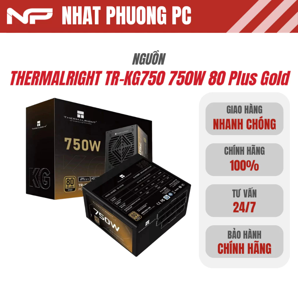 Nguồn máy tính THERMALRIGHT TR-KG750 750W 80 Plus Gold Đen/Trắng