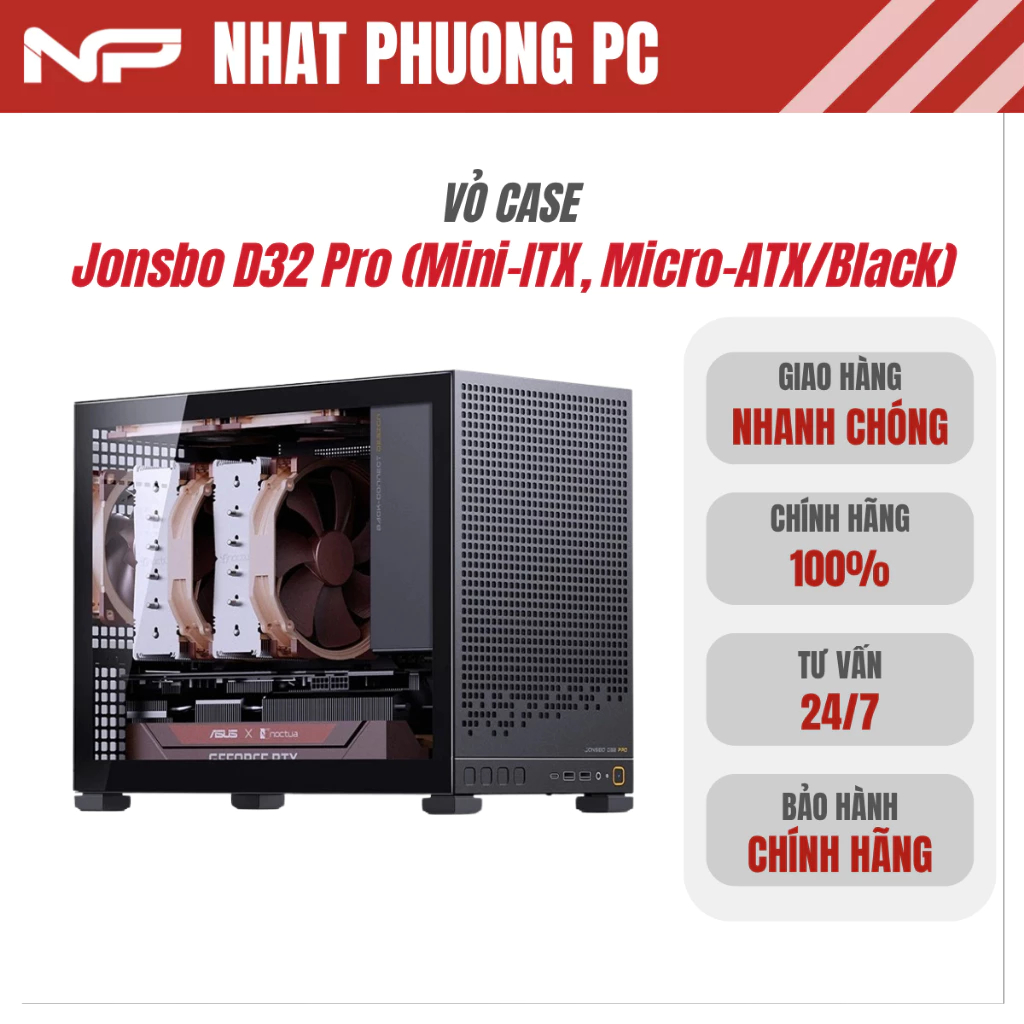 Vỏ case Jonsbo D32 Pro (Mini-ITX, Micro-ATX/Black) - Hàng chính hãng
