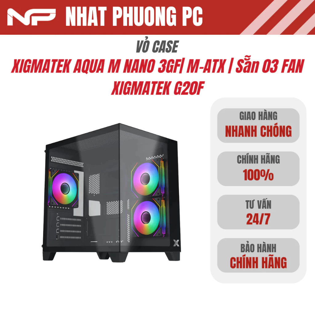 Vỏ case máy tính XIGMATEK AQUA M NANO 3GF| M-ATX | Sẵn 03 FAN XIGMATEK G20F | Bảo hành 12 Tháng